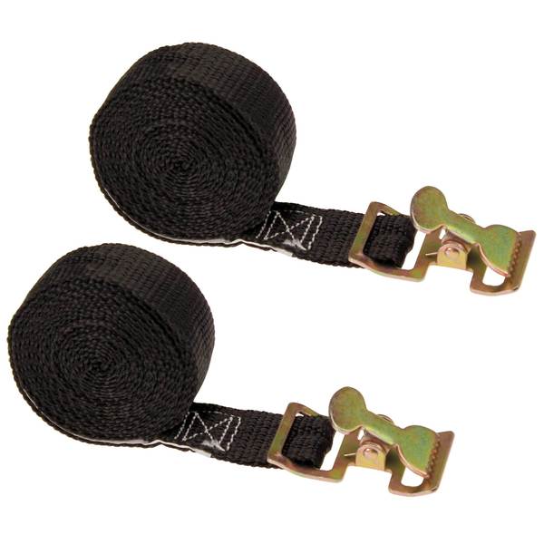 Us Cargo Control 1" x 8' Black Action Spring Buckle Strap - 2 pack AC108E-BLK-PR